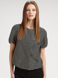 EXCLUSIVELY AT SAKS. Delicate stripes define the unique bubble silhouette of this sporty, gathered design.Jewel necklineConcealed button frontShort bubble sleevesDrawstring hemlineGathered detailsAbout 22 from shoulder to hem50% viscose/44% acetate/6% polyesterDry cleanImported of French fabricModel shown is 5'9½ (176cm) wearing US size 4. EXCLUSIVELY AT SAKS. Delicate stripes define the unique bubble silhouette of this sporty, gathered design.Jewel necklineConcealed button frontShort bubble sleevesDrawstring hemlineGathered detailsAbout 22 from shoulder to hem50% viscose/44% acetate/6% polyesterDry cleanImported of French fabricModel shown is 5'9½ (176cm) wearing US size 4.