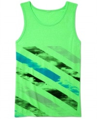 Your summer style is all set with this vibrant graphic tank from Univibe. Your summer style is all set with this vibrant graphic tank from Univibe.