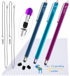 3-Pack of Premium Branded 5.5 Thin-Tip High Precision Universal Capacitive Stylus Pens + Extra 3 Replaceable Tips + 2x 15 Detachable Elastic Tether Strings / Lanyards + The Friendly Swede Microfiber Cloth and Retail Packaging - 8 Available Color Combina