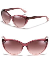 Thick cat eye sunglasses with gradient lenses, a fierce look from Tom Ford. Thick cat eye sunglasses with gradient lenses, a fierce look from Tom Ford.