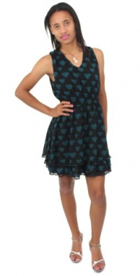 Bar III Women's Double V Neck Printed Layered Dress Marine Teal Combo large Bar III Women's Double V Neck Printed Layered Dress Marine Teal Combo large