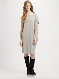 Asymmetrically draped design styled with a single short sleeve, relaxed silhouette and an invisible back zipper. CrewneckSingle short sleeveInvisible back zipperAbout 26 from natural waistPolyesterDry cleanMade in ItalyModel shown is 5'10 (177cm) wearing US size 2. Asymmetrically draped design styled with a single short sleeve, relaxed silhouette and an invisible back zipper. CrewneckSingle short sleeveInvisible back zipperAbout 26 from natural waistPolyesterDry cleanMade in ItalyModel shown is 5'10 (177cm) wearing US size 2.