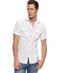Short sighted. Look no further than this this short-sleeved button front INC International Concepts. Short sighted. Look no further than this this short-sleeved button front INC International Concepts.