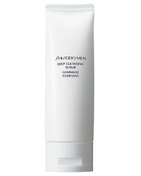 Shiseido Men Deep Cleansing Scrub. An invigorating face scrub that eliminates roughness, blackheads, and dull surface cells with triple deep-cleansing action. Gives dull fatigued skin a look of fresh energy. Recommended for all skin types. Use daily. Shiseido Men Deep Cleansing Scrub. An invigorating face scrub that eliminates roughness, blackheads, and dull surface cells with triple deep-cleansing action. Gives dull fatigued skin a look of fresh energy. Recommended for all skin types. Use daily.