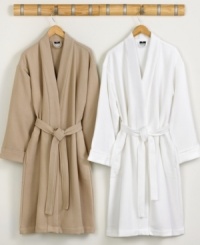 Relax in the plush luxury of Hotel Collection. This sophisticated bathrobe features superior Turkish cotton construction for softness and comfort. Relax in the plush luxury of Hotel Collection. This sophisticated bathrobe features superior Turkish cotton construction for softness and comfort.