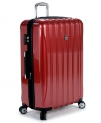 Born to fly. A lightweight & durable protective hardside catches serious speed on four twin spinner wheels that turn 360º to tackle corners & curves and add no extra weight to your hand. A sleek exterior with TSA-friendly lock opens to reveal a fully-stocked & fully-lined interior ready to travel with accessory pocket, elastic straps with buckle to secure contents, a zippered lid divider and more. 10-year warranty. Born to fly. A lightweight & durable protective hardside catches serious speed on four twin spinner wheels that turn 360º to tackle corners & curves and add no extra weight to your hand. A sleek exterior with TSA-friendly lock opens to reveal a fully-stocked & fully-lined interior ready to travel with accessory pocket, elastic straps with buckle to secure contents, a zippered lid divider and more. 10-year warranty.