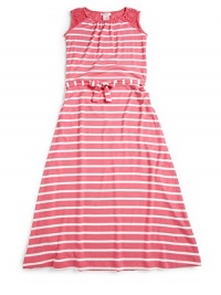 THE LOOKCrochet inset at yokeAllover stripesSelf-tie waistLong silhouetteTHE MATERIALBody: 95% viscose/5% spandexCARE & ORIGINHand washImported THE LOOKCrochet inset at yokeAllover stripesSelf-tie waistLong silhouetteTHE MATERIALBody: 95% viscose/5% spandexCARE & ORIGINHand washImported