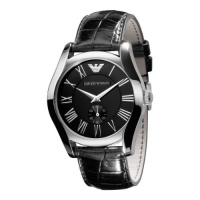 Emporio Armani Men's AR0643 Classic Black Leather Black Roman Numeral Dial Watch Emporio Armani Men's AR0643 Classic Black Leather Black Roman Numeral Dial Watch