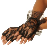 Lace Fingerless Wrist Ruffle Gloves