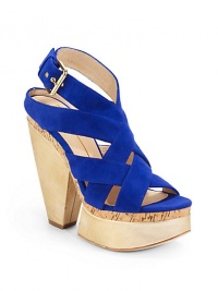 THE LOOKCrisscross suede upperAdjustable ankle strapCork midsolePadded insoleMetallic leather-covered heel, 5½ (140mm)Metallic leather-covered platform, 1½ (40mm)Compares to a 2 heel (50mm)THE MATERIALSuede and leather upperLeather lining and soleORIGINImported THE LOOKCrisscross suede upperAdjustable ankle strapCork midsolePadded insoleMetallic leather-covered heel, 5½ (140mm)Metallic leather-covered platform, 1½ (40mm)Compares to a 2 heel (50mm)THE MATERIALSuede and leather upperLeather lining and soleORIGINImported