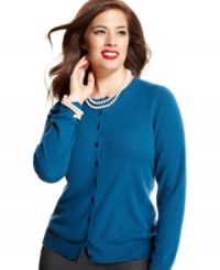 Enjoy the plush feel of Charter Club's plus size cashmere cardigan-- it's a must-have essential for your wardrobe! Enjoy the plush feel of Charter Club's plus size cashmere cardigan-- it's a must-have essential for your wardrobe!