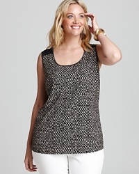 Infuse your workweek repertoire with modern femininity in a mixed-media VINCE CAMUTO Plus blouse. Offset the high/low hem with colored trousers for on-trend polish. Infuse your workweek repertoire with modern femininity in a mixed-media VINCE CAMUTO Plus blouse. Offset the high/low hem with colored trousers for on-trend polish.