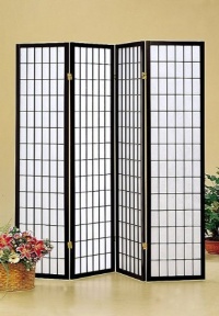 Coaster Oriental Style 4-Panel Room Screen Divider, Black Framed Coaster Oriental Style 4-Panel Room Screen Divider, Black Framed
