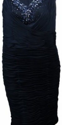 Xscape by Joanna Chen Women's Pleated Chiffon Dress 22W Navy Xscape by Joanna Chen Women's Pleated Chiffon Dress 22W Navy