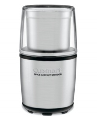 Elevate any recipe with the natural flavor and unrivaled aroma of freshly ground nuts and spices. Boasting a heavy-duty motor and specially designed stainless steel blades, this electric grinder from Cuisinart redefines fine food. 18-month limited warranty. Model SG-10. Elevate any recipe with the natural flavor and unrivaled aroma of freshly ground nuts and spices. Boasting a heavy-duty motor and specially designed stainless steel blades, this electric grinder from Cuisinart redefines fine food. 18-month limited warranty. Model SG-10.