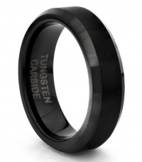 6MM Tungsten Carbide Brushed Black Wedding Band Ring (Available Sizes 4-11 Including Half Sizes)