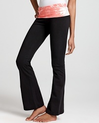 These yoga-ready Hard Tail pants keep it groovy with a vibrant tie-dye waistband. These yoga-ready Hard Tail pants keep it groovy with a vibrant tie-dye waistband.