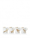 Rosanna Set of 4 Four Calling Birds Mugs, White/Gold, 12-Oz.