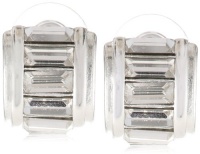 Anne Klein Hylan Silver-Tone Crystal Mini Baguette Hoop Earrings Anne Klein Hylan Silver-Tone Crystal Mini Baguette Hoop Earrings