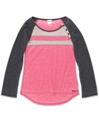 A faded look makes this colorblock tee from Roxy the perfect complement to her sun-kissed looks. A faded look makes this colorblock tee from Roxy the perfect complement to her sun-kissed looks.
