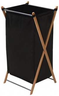 Household Essentials X-Frame Laundry Hamper, Bamboo Frame with Black Canvas Bag Household Essentials X-Frame Laundry Hamper, Bamboo Frame with Black Canvas Bag