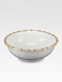 An elegant, sculptural and incredibly versatile serving bowl is crafted in ceramic stoneware and finished with handpainted detail. From the Classic Bamboo Collection 3-qt. capacity 4H X 11 diam. Dishwasher safe Imported An elegant, sculptural and incredibly versatile serving bowl is crafted in ceramic stoneware and finished with handpainted detail. From the Classic Bamboo Collection 3-qt. capacity 4H X 11 diam. Dishwasher safe Imported