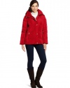 Calvin Klein Women's Faux Fur Trim Short Down Jacket, Crimson, Large