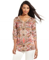 Add an exotic touch to any ensemble with Charter Club's colorful, beaded tunic.