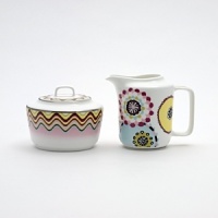 From the fashion house of Missoni, Margherita bone china is decorated with multicolor kaleidoscopic flowers. From the fashion house of Missoni, Margherita bone china is decorated with multicolor kaleidoscopic flowers.
