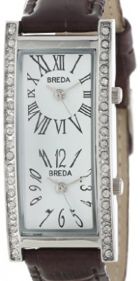 Breda Women's 2185_brown Brown Nicola Dual Time Zone Classic Leather Watch