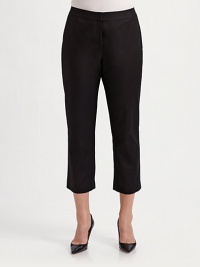 Softest cotton knit with just a hint of stretch, cropped at mid-calf for a fun, flattering silhouette.Mid-rise waistband Flat front Zip-fly Inseam, about 25½ 96% cotton/4% elastane Dry clean Imported Softest cotton knit with just a hint of stretch, cropped at mid-calf for a fun, flattering silhouette.Mid-rise waistband Flat front Zip-fly Inseam, about 25½ 96% cotton/4% elastane Dry clean Imported