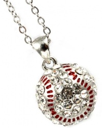 Cute 1/2 Clear Crystal Embellished Baseball Charm Pendant and Necklace Cute 1/2 Clear Crystal Embellished Baseball Charm Pendant and Necklace