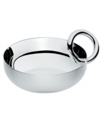 Smooth silver plate renders extra brilliant with the clean, fluid lines of Vertigo giftware. Ideal for jewelry, party snacks or pure decoration, this medium bangle bowl features a twisted ring for improved functionality and contemporary flair. Smooth silver plate renders extra brilliant with the clean, fluid lines of Vertigo giftware. Ideal for jewelry, party snacks or pure decoration, this medium bangle bowl features a twisted ring for improved functionality and contemporary flair.