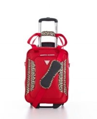 Your style source-a fun & funky dose of leopard print makes every itinerary fashion forward. This rolling tote is the ideal size for packing up on a moment's notice and it always keeps comfort at the forefront of the trip with top and side handles, along with easy-glide wheels. A fully-lined interior with matching accessory pouch guarantees a new order when you take flight. 5-year warranty. Your style source-a fun & funky dose of leopard print makes every itinerary fashion forward. This rolling tote is the ideal size for packing up on a moment's notice and it always keeps comfort at the forefront of the trip with top and side handles, along with easy-glide wheels. A fully-lined interior with matching accessory pouch guarantees a new order when you take flight. 5-year warranty.