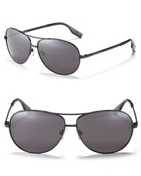 Matte black aviator sunglasses from Hugo Boss embody classically cool on those hot summer days.