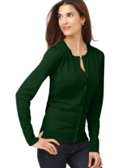 August Silk's classic cardigan features a luxurious silk-blend knit that's slim enough to layer but lovely on it's own, too. August Silk's classic cardigan features a luxurious silk-blend knit that's slim enough to layer but lovely on it's own, too.