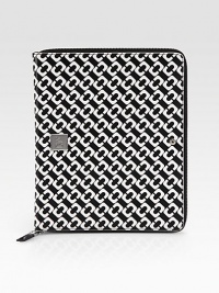 A high-contrast print on luxurious saffiano leather that zips around your iPad® for a stylish cover.Saffiano leatherZip-around closureTwo inside open pocketsFully lined8½W X 10H X 1DImportedPlease note: iPad® not included.