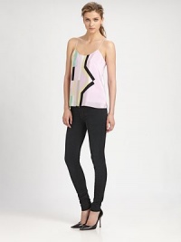 Glistening silk tank in a geometric print works wonders on its own or underneath your favorite blazer. ScoopneckSpaghetti strapsLow-cut backSilkDry cleanImportedModel shown is 5'10 (177cm) wearing US size 4. Glistening silk tank in a geometric print works wonders on its own or underneath your favorite blazer. ScoopneckSpaghetti strapsLow-cut backSilkDry cleanImportedModel shown is 5'10 (177cm) wearing US size 4.