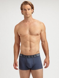An elastic logo waistband and low-rise silhouette in a stylish denim design. Elastic logo waistbandSquare-cut leg opening57% cotton/38% polyester/5% elastaneMachine washImported An elastic logo waistband and low-rise silhouette in a stylish denim design. Elastic logo waistbandSquare-cut leg opening57% cotton/38% polyester/5% elastaneMachine washImported