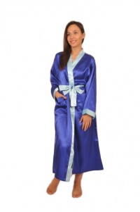 Women's Long Robe with Pockets (M,L,XL), Classic Royal Blue Color with Contast Trim, Style#Gwn12RB Women's Long Robe with Pockets (M,L,XL), Classic Royal Blue Color with Contast Trim, Style#Gwn12RB