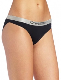 Calvin Klein Women's Metallic Chrome Micro Bikini Brief, Black, Small