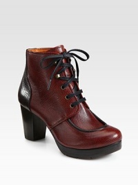 Step out in this casual lace-up style, impeccably crafted of rich pebbled leather in contrasting tones. Wooden heel, 3 (75mm)Wooden platform, 1 (25mm)Compares to a 2 heel (50mm)Leather upperLeather liningRubber solePadded insoleImported Step out in this casual lace-up style, impeccably crafted of rich pebbled leather in contrasting tones. Wooden heel, 3 (75mm)Wooden platform, 1 (25mm)Compares to a 2 heel (50mm)Leather upperLeather liningRubber solePadded insoleImported