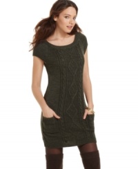 Be a knit wit in JJ Basics' adorable sweater dress. Pair with tights and boots for a sophisticated daytime look. Be a knit wit in JJ Basics' adorable sweater dress. Pair with tights and boots for a sophisticated daytime look.