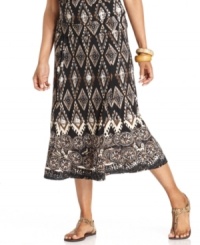 Warm up the season in this striking JM Collection skirt, featuring a tribal-inspired diamond print. Create an eye-catching ensemble with the matching top!