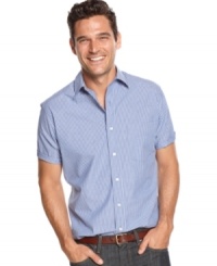 Stripes on this Club Room shirt give off subtle style everyone will appreciate. Stripes on this Club Room shirt give off subtle style everyone will appreciate.
