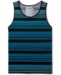 Bold stripes give this Hurley tank a hip style that's hard to ignore. Bold stripes give this Hurley tank a hip style that's hard to ignore.