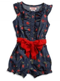 GUESS Kids Girls Baby Girl Denim Rose Romper (12-24M), DARK STONE WASH (24M) GUESS Kids Girls Baby Girl Denim Rose Romper (12-24M), DARK STONE WASH (24M)