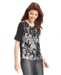 Add sparkle to casual days in Ellen Tracy's sequin tee. Pair it with jeans for a luxe, textural look. (Clearance) Add sparkle to casual days in Ellen Tracy's sequin tee. Pair it with jeans for a luxe, textural look. (Clearance)