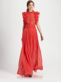 Airy silk chiffon, pleated and gathered in a sophisticated wide-leg silhouette.High waistbandAllover pleatsWide legsSlash pocketsCenter back zipperRise, about 17Inseam, about 33SilkDry cleanImportedModel shown is 5'9½ (176cm) wearing US size 4. Airy silk chiffon, pleated and gathered in a sophisticated wide-leg silhouette.High waistbandAllover pleatsWide legsSlash pocketsCenter back zipperRise, about 17Inseam, about 33SilkDry cleanImportedModel shown is 5'9½ (176cm) wearing US size 4.