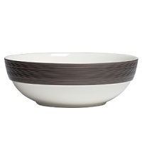 Grooves of ribbed platinum on pure white porcelain hint at formality, yet Vera Wang's Devotion Platinum serving bowl has an updated shape and is dishwasher and microwave safe - perfect for everyday enjoyment. Grooves of ribbed platinum on pure white porcelain hint at formality, yet Vera Wang's Devotion Platinum serving bowl has an updated shape and is dishwasher and microwave safe - perfect for everyday enjoyment.